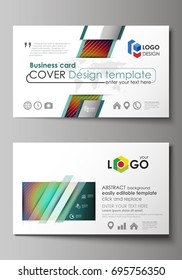 Business card templates. Easy editable layout, abstract vector template. Minimalistic design with circles, diagonal lines. Geometric shapes forming beautiful retro background.