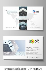 Business card templates. Easy editable layout, abstract template. Soft color dots with illusion of depth and perspective, dotted background. Modern elegant vector design.