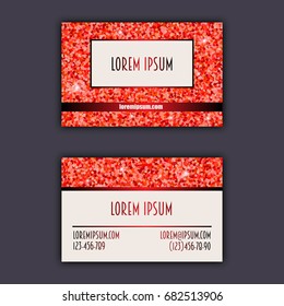 Business card templates with glitter shining background.