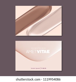 Business card templates for makeup artist, pastel colors and liquid textures. Cosmetic or beauty vector background