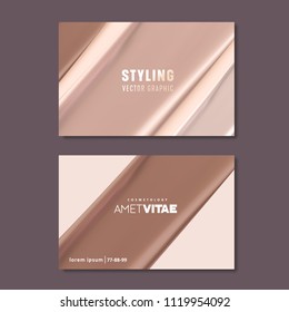 Business Card Templates For Makeup Artist, Skin Tone Liquid Textures. Cosmetic Or Beauty Vector Background