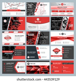 Business card templates. Stationery design vector set. Red and black colors. Flat style vector illustration
