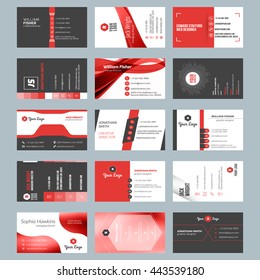 Business card templates. Stationery design vector set. Red and black colors. Flat style vector illustration