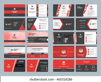 Business card templates. Stationery design vector set. Red and black colors. Flat style vector illustration