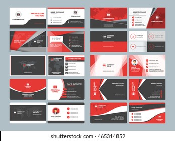 Business card templates. Stationery design vector set. Red and black colors. Flat style vector illustration