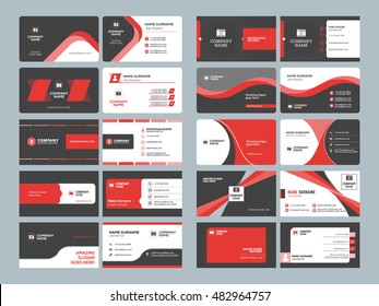 Business card templates. Stationery design vector set. Red and black colors. Flat style vector illustration