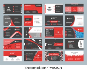 Business card templates. Stationery design vector set. Red and black colors. Flat style vector illustration