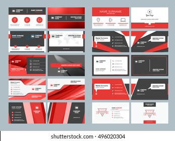 Business card templates. Stationery design vector set. Red and black colors. Flat style vector illustration