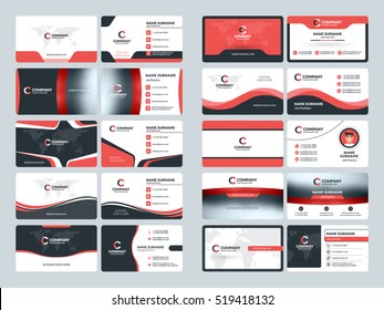 Business card templates. Stationery design vector set. Red and black colors. Flat style vector illustration