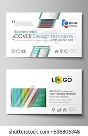 Business card templates. Vector layout, flat style template. Bright color rectangles, colorful design, overlapping geometric rectangular shapes forming abstract beautiful background.