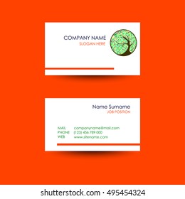 Business card with tree,circle ornament background