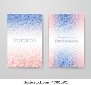Business card with trendy colors rose quartz and serenity. Flyer template set, invitation collection, abstract elegant pattern vector design.