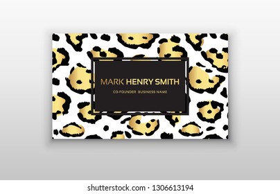 Business card trendy leopard pattern. 