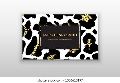 Business card trendy leopard pattern. 