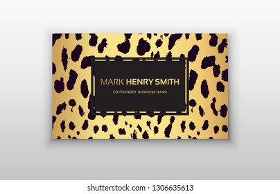 Business card trendy leopard pattern. 