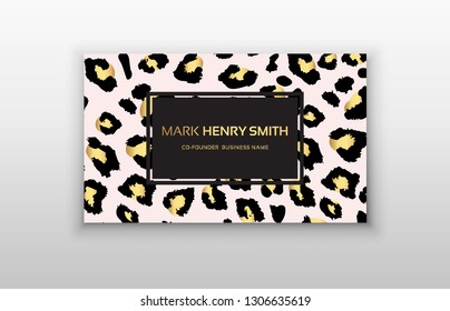 Business card trendy leopard pattern. 