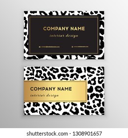 Business card trendy leopard pattern. Wild animals business card.