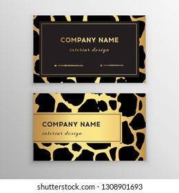 Business card trendy leopard pattern. Wild animals business card.