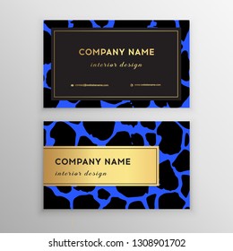 Business card trendy leopard pattern. Wild animals business card.