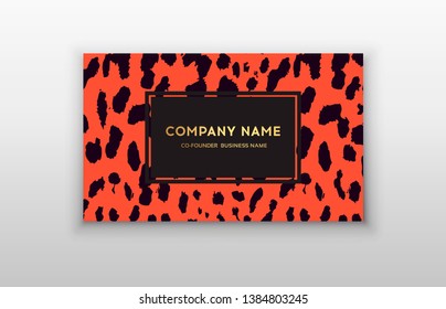 Business card trendy leopard pattern. 