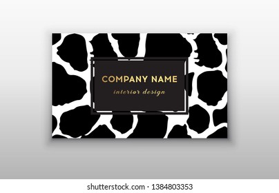 Business card trendy leopard pattern. Wild animals business card.