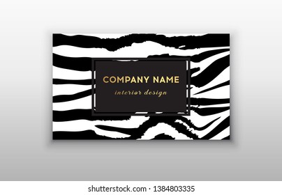 Business card trendy zebra and tiger pattern. 