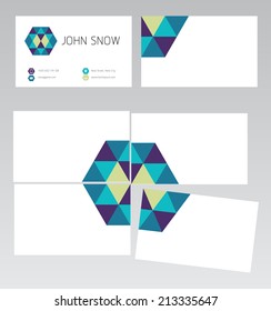 business card. triangle shapes.