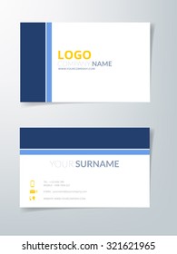 Business card vector background with blue element on white space for text design