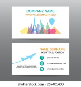 Business card vector background, guide tour companies