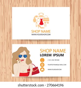 Business card vector background, woman Fashion Store