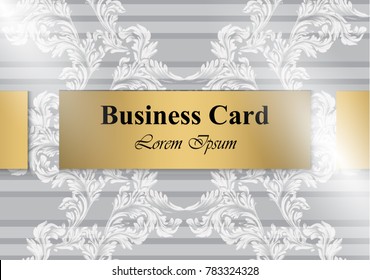 Business card Vector Baroque ornament pattern. Vintage decor soft fabric textures