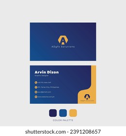 Business card vector blue and gold background