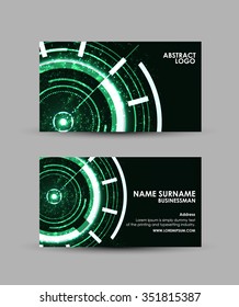 Business card vector design template.  Abstract green Modern technology.