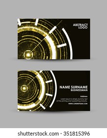 Business card vector design template.  Abstract yellow Modern technology.