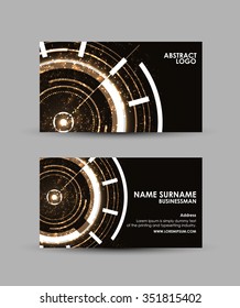 Business card vector design template.  Abstract gold Modern technology.