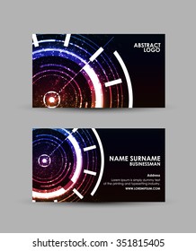 Business card vector design template.  Abstract colorful Modern technology.