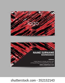Business card vector design template.  Abstract painted brush.