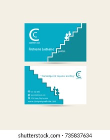 Business card vector graphic step stair concept in blue and white