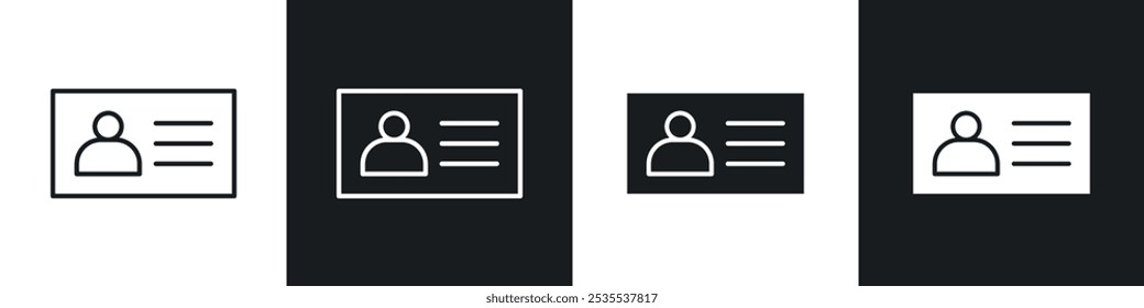Business card vector icon set in black and white. EPS 10 illustration