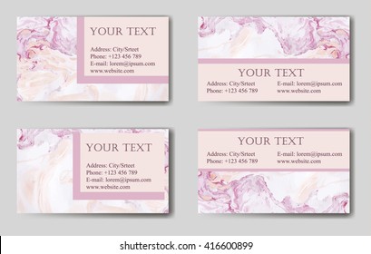 Business Card. Vector illustration.  Ink marble texture.
