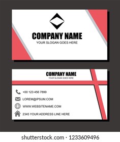 Business Card Vector Layout With Pink And White Colors