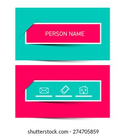 Business Card Vector Retro Simple Layout - Template