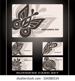 Business card vector set, EPS-8. Original author's design, hand-drawn.