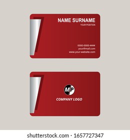 Business card vector silver and red