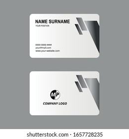 Vectores de tarjetas de visita plata y blanco