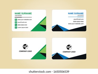 Diseño plano simple vectorial de tarjeta de visita
