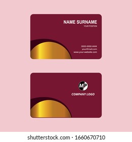 Tarjeta de presentación simple diseño de lujo rojo y dorado