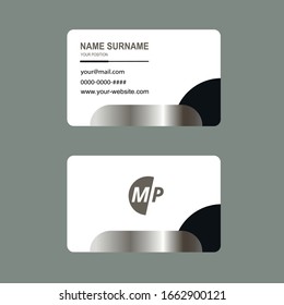Business card vector simple luxury design silver