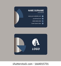 Business card vector simple luxury design silver