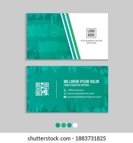 Business card vector template with abstract green shapes , Visiting card vector template with a diamond texture